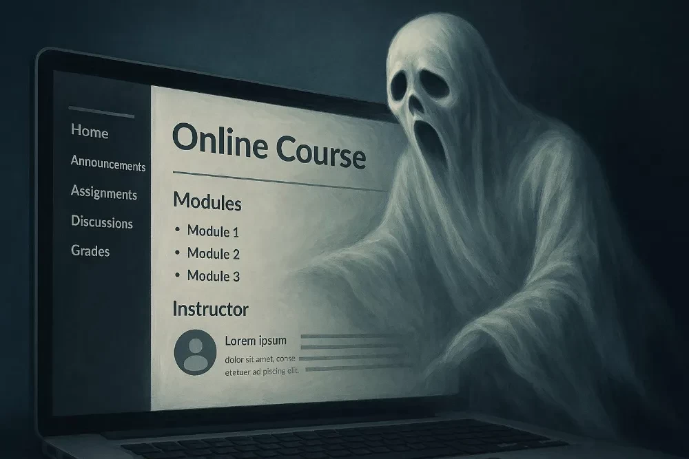 ghost beside computer screen